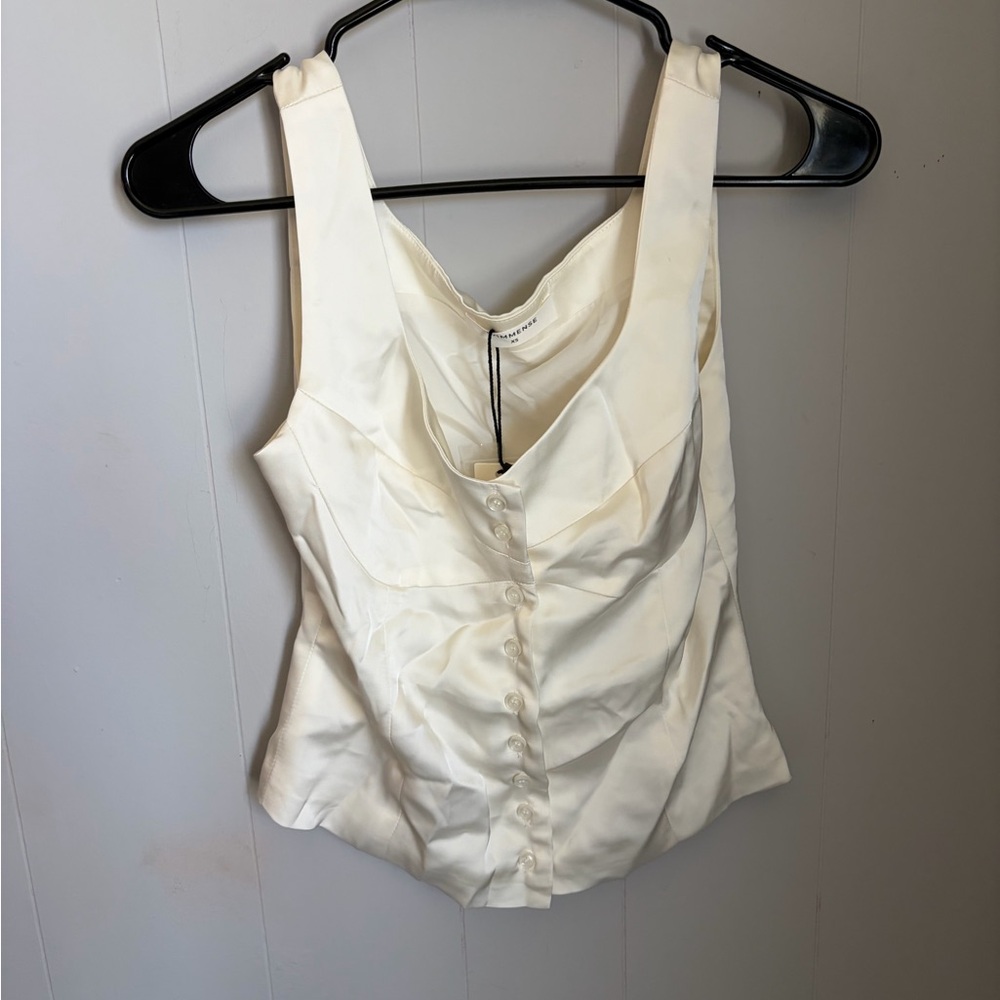 Commense Cream Button-Front Square Neck Camisole … - image 2